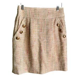 Mise En Scene by Ruffian Boucle Cream Tweed Skirt Sz 4 Anthropologie Academia